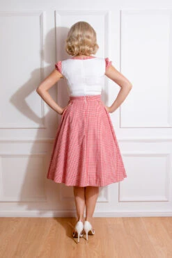 Chelsea Check Swing Dress In Red -EliteCloset Sales Store 167352216657020BACK