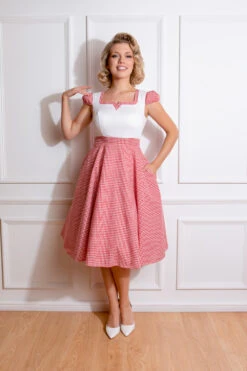 Chelsea Check Swing Dress In Red