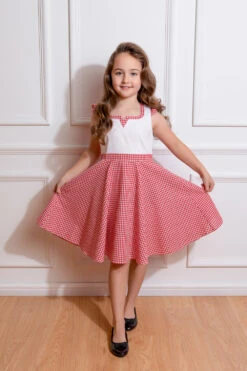 Chelsea Check Swing Dress In Red In Kids