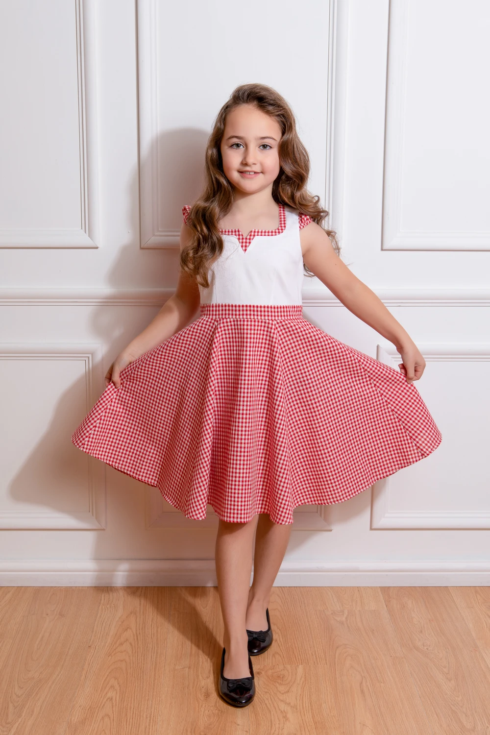 Chelsea Check Swing Dress In Red In Kids 1 Chelsea Check Swing Dress In Red In Kids