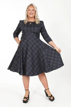 Anna Check Swing Dress In Extended Sizing