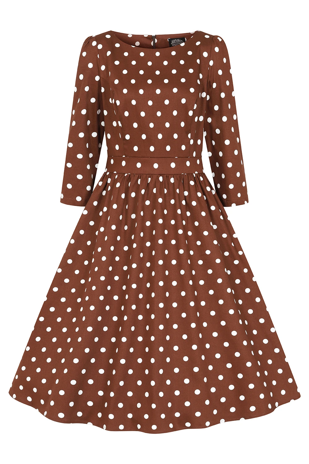 Milana Polka Dot Swing Dress In Brown 3 Milana Polka Dot Swing Dress In Brown - Image 3