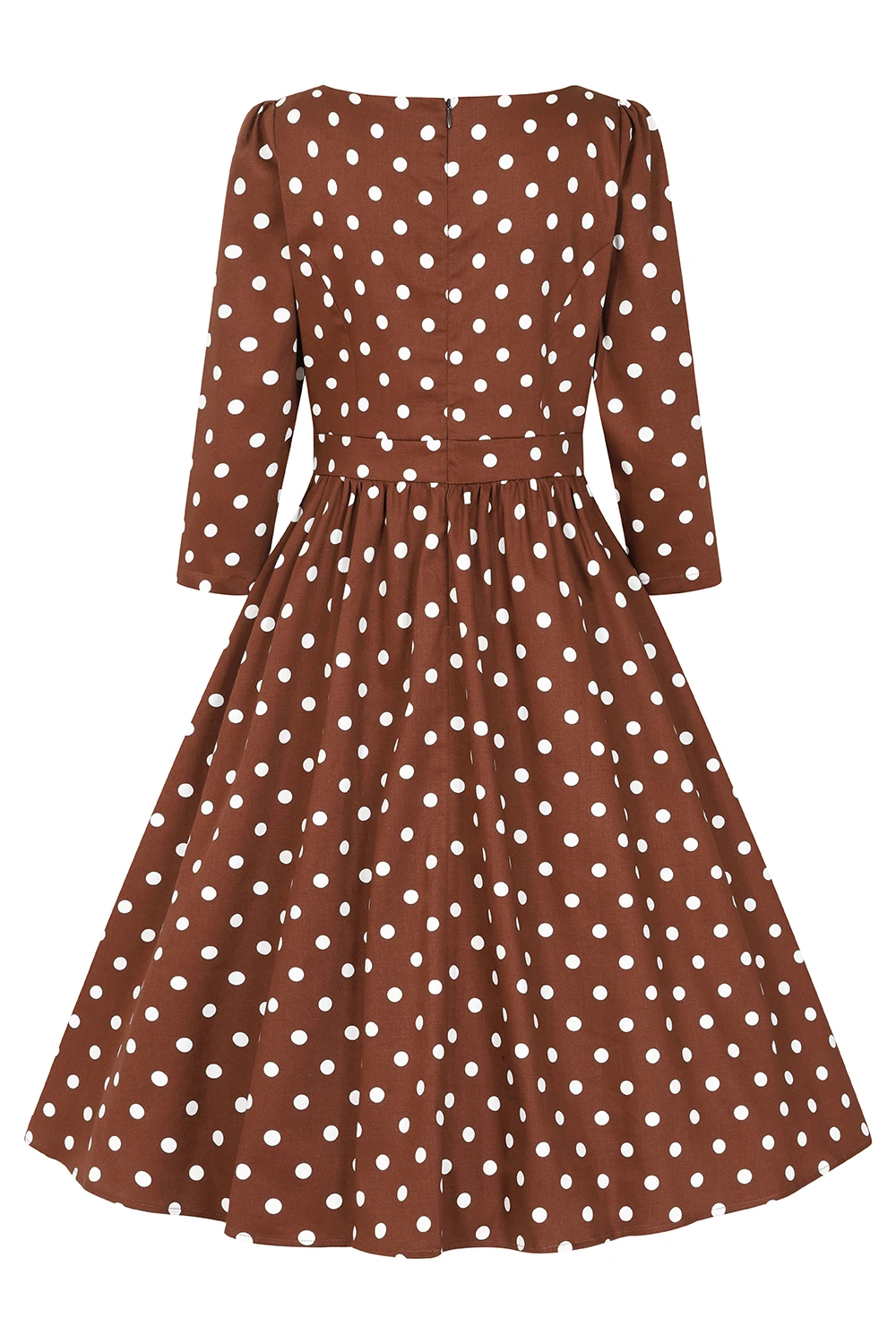Milana Polka Dot Swing Dress In Brown 4 Milana Polka Dot Swing Dress In Brown - Image 4