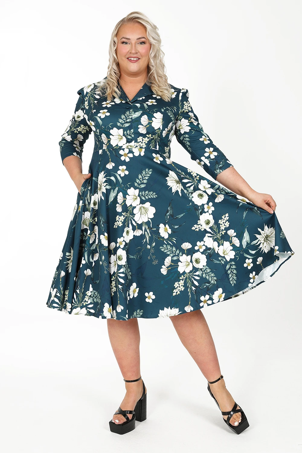 Petal Floral Swing Dress In Extended Sizing 1 Petal Floral Swing Dress In Extended Sizing