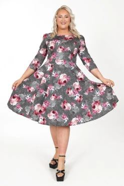 Harriet Floral Swing Dress In Extended Sizing