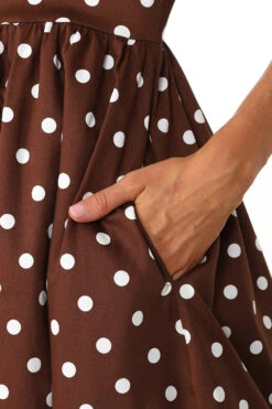 Milana Polka Dot Swing Dress In Brown 11 Milana Polka Dot Swing Dress In Brown -EliteCloset Sales Store 1697216171690203